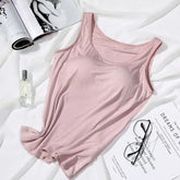 Women's Vest Tops With Built In Padded Bra Vest Slim Fit Tank Tops Sexy Shirts Feminino Casual Underlay Slimming Lingerie Top