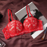 Women French Lace Sexy Bra Small Breasts Adjustable Push-up Bra Half-cup Soft Breathable Underwire Bra