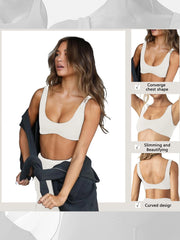 Unique design hot selling U-neck fitness suit, nude double-sided brushed yoga suit, tight fitting sports bra