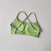 Women's Solid Color Fitness Bra Soft Cross Back Gym Sports Top with Chest Pad Push-Up Yoga Vest Sport Bra Yoga Gym Crop Top