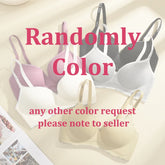 Trendy 2Pcs/Set Women's Seamless Solid Color Bras Sexy Letter Straps Wireless Push Up Underwear New Ladies Deep V Neck Brassiere
