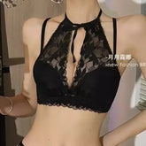 French lace halter bra for women, a sexy and beautiful back bra without a steel ring, breathable