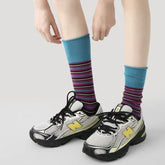 Retro Stripe Plush Winter Socks Thick Warm Mid-Calf Socks Vintage Stylish Hosiery for Women Men Gift Soft Cotton Colorful Sock