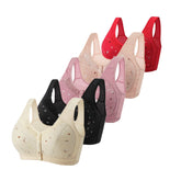 FallSweet 5Pcs/Set Front Closure Plus Size Bras for Women Seamless Wireless Bralette Lace Print Sexy Ladies Lingerie 38-50BC