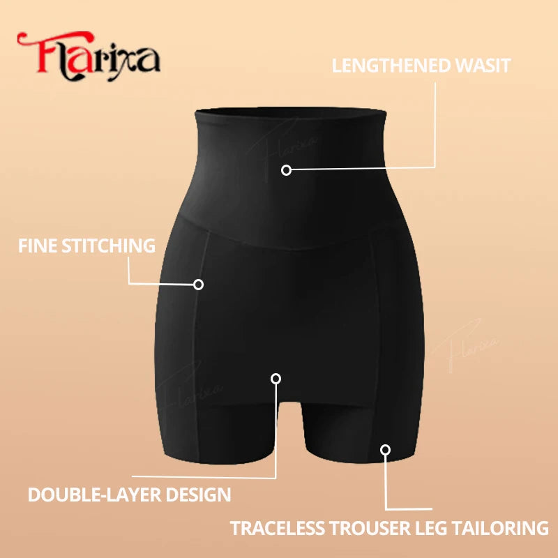 Flarixa Double Layer Safety Shorts With High Waist Ice Silk Protective Panties for Women Under the Skirts Traceless Underwear