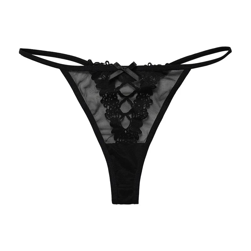 Sexy Girls G String Lace Panties Women Briefs Hollow Out Transparent Thong Underwear Female Thin Low Waist Lingerie Size S-XL
