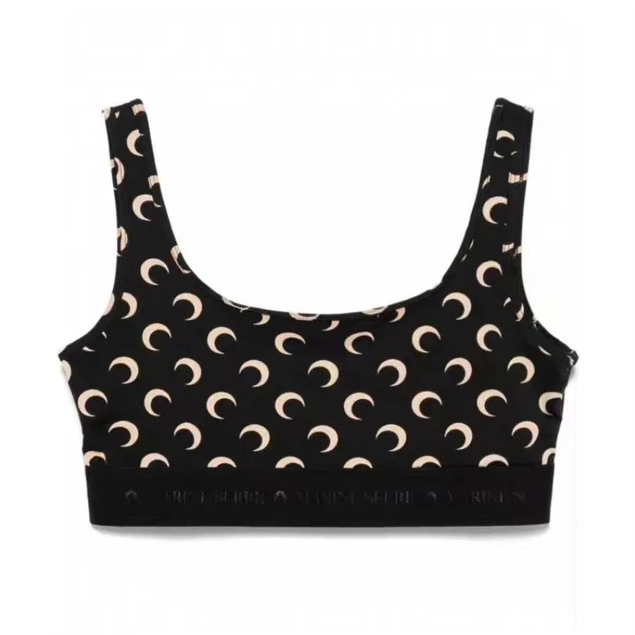 Trendy Full Print Cross Backless Sports Bra for Women High-Waisted Sexy Crop Top Fashion Streetwear Vest