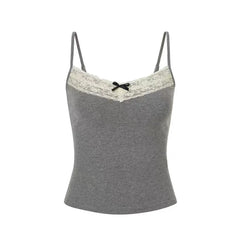 1pcs Women Knitted Crop Tops Solid Laces Sling Tops Knitwear Tank Top Girls Sexy Slim Camisole Sweet Short Vest With Padded Cups
