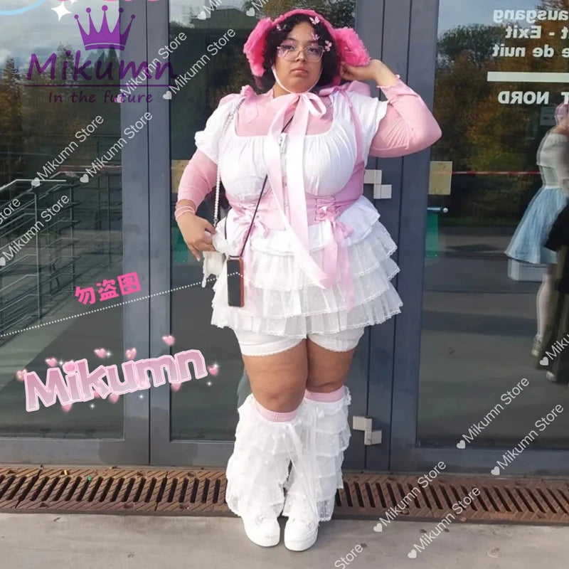 Mikumn Harajuku Sweet Lace Shorts Skirts Y2k Japanese Lolita Kawaii JK Ruffles Bloomers Women Elastic Waist Safety Short Pants