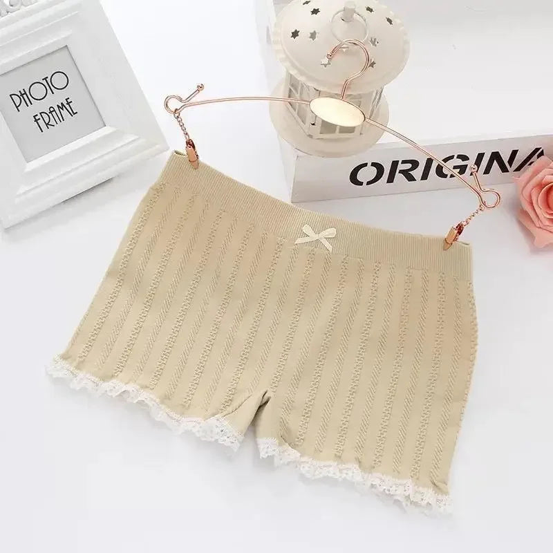 Summer Lace Seamless Safety Shorts Sexy High-stretch Boxers for Women Cute Bow Lolita Shorts Girls Under Skirt Shorts Underwear