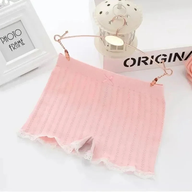 Summer Lace Seamless Safety Shorts Sexy High-stretch Boxers for Women Cute Bow Lolita Shorts Girls Under Skirt Shorts Underwear