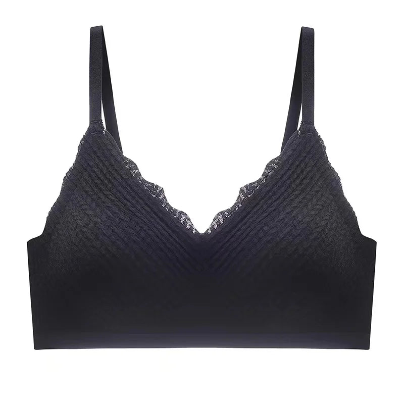 New Top Lace Seamless Women's Underwear Small Chest Gathered Non-slip No Steel Ring Sexy Sling Beautiful Back Bra Thin Section