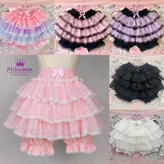 Mikumn Harajuku Sweet Lace Shorts Skirts Y2k Japanese Lolita Kawaii JK Ruffles Bloomers Women Elastic Waist Safety Short Pants