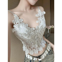 Summer French-style sweet and spicy lace camisole top versatile for layering or casual wear, women's fashion