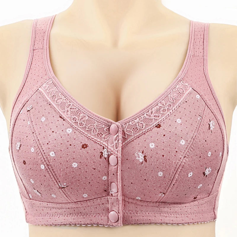 FallSweet 5Pcs/Set Front Closure Plus Size Bras for Women Seamless Wireless Bralette Lace Print Sexy Ladies Lingerie 38-50BC