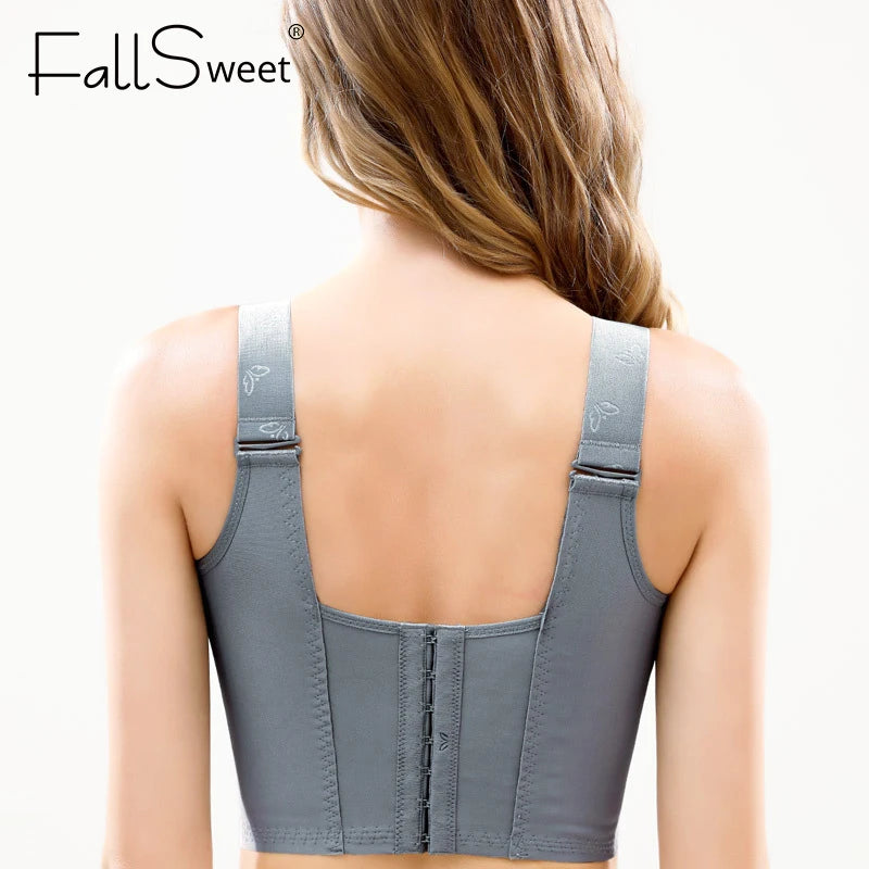 Front Close Push Up Bra for Women Wirefree Deep Cup Brassiere Hides Back Fat Full Back Coverage Bras Plus Size Lingeire