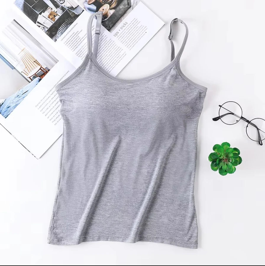 1pcs Soft Solid Cami Tops, Comfort & Skin-friendly Elastic Wearable Tank Tops, Women's Lingerie & Underwear