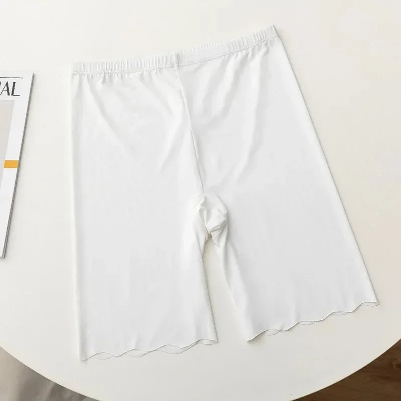 Seamless Ice Silk Safety Short Pants Women Thin Plus Size High Waist Under Skirt Boxers Panties Anti Rub Thigh Safety Shorts