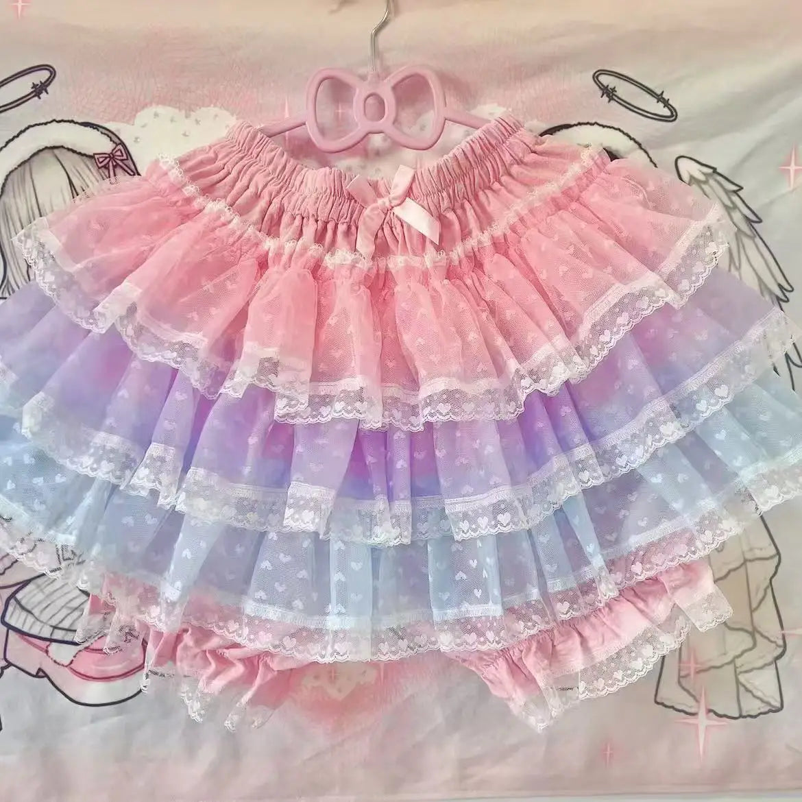 Mikumn Harajuku Sweet Lace Shorts Skirts Y2k Japanese Lolita Kawaii JK Ruffles Bloomers Women Elastic Waist Safety Short Pants