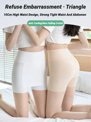 Ice Silk High Waist Women Tummy Control Seamless Shorts Double Layer Under The Skirt Boxer Safety Pants Shapewear Pantie Shapew