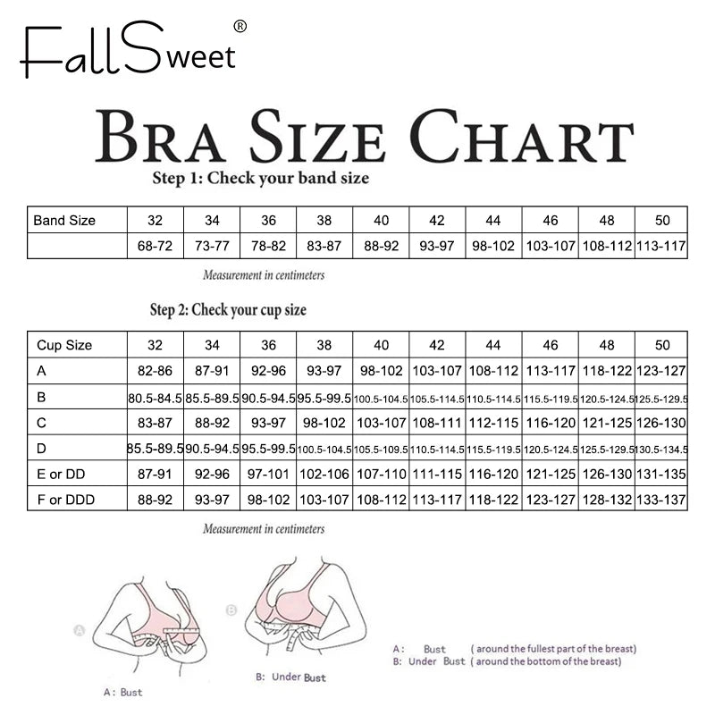 FallSweet 5Pcs/Set Front Closure Plus Size Bras for Women Seamless Wireless Bralette Lace Print Sexy Ladies Lingerie 38-50BC