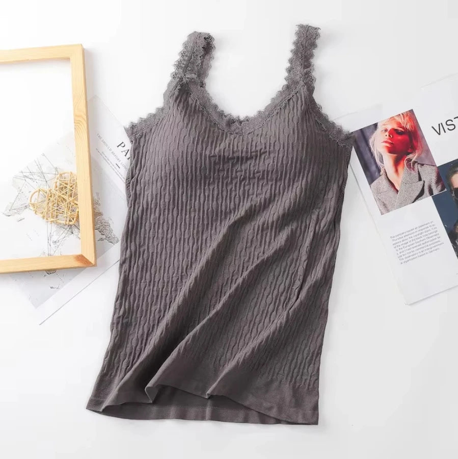 1pcs Soft Solid Cami Tops, Comfort & Skin-friendly Elastic Wearable Tank Tops, Women's Lingerie & Underwear