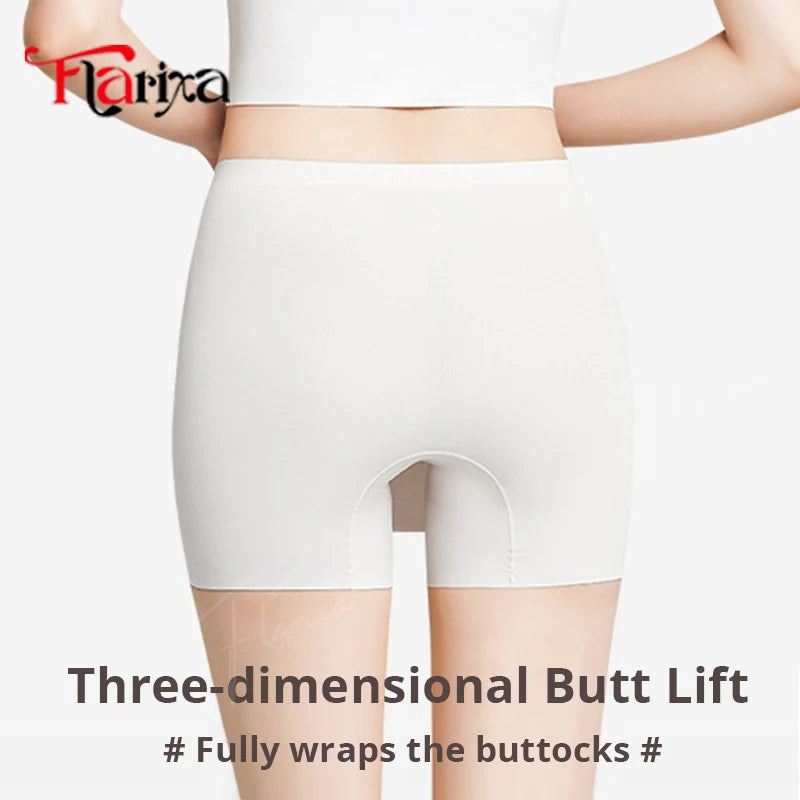 Flarixa Ice Silk Safety Shorts Double Layer Invisible Under Skirt Panties Seamless Boyshorts Women Underwear Anti Friction Pants
