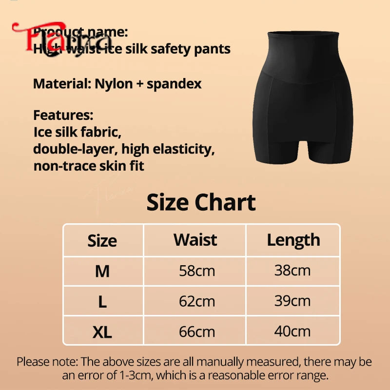 Flarixa Double Layer Safety Shorts With High Waist Ice Silk Protective Panties for Women Under the Skirts Traceless Underwear