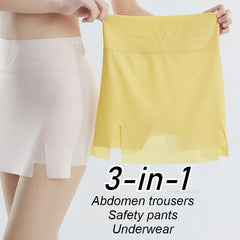 Summer Women's Double Layer Safety Pants with High Waist Ice Silk Protective Panties for Women Under The Skirts Traceless Pants