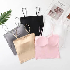 Women's Camisoles & Tanks Ice Silk Solid Color Seamless Sling Girl Beautiful Back Anti-Small Underwear Vest